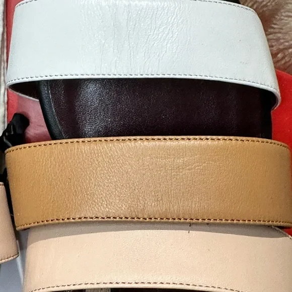 Staud Mona Colorblock Leather Slides - Picture 2 of 7